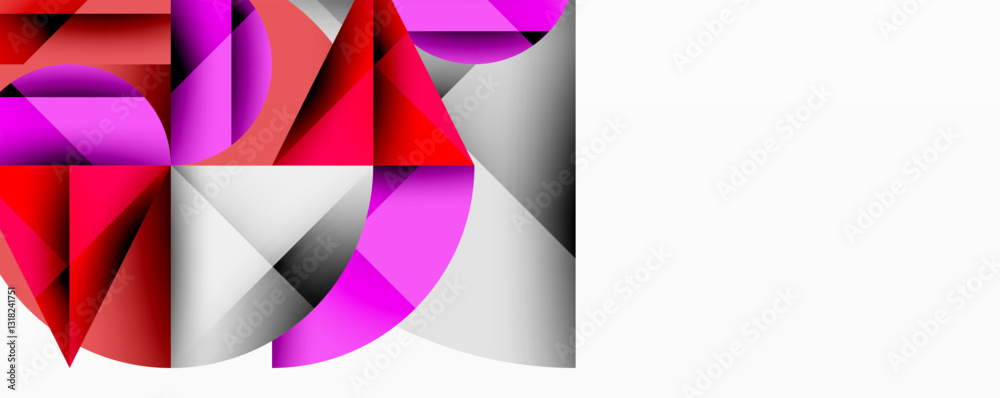 Fototapete Modern abstract composition with layered circles and angular segments featuring gradients, transparency effects, and a structured geometric layout