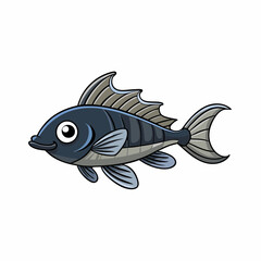 cartoon black swallower fish