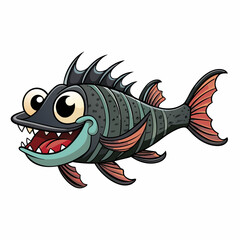 cartoon black swallower fish