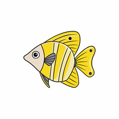 vector illustration of a yellow butterflyfish