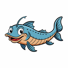 vector illustration of cartoon catfish