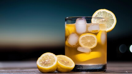 Refreshing Iced Lemonade Drink  Summer Citrus Beverage  Cold Glass