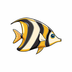 moorish idol fish on a white background