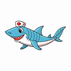 cartoon nurse shark on a white background