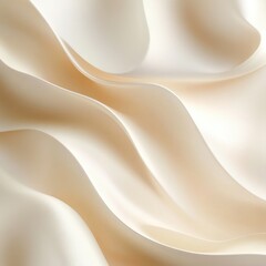 Obraz premium Delicate Cream Fabric Waves Texture Abstract Background Capturing Serene Luxury and Soft Flowing Curves and Elegant Folds