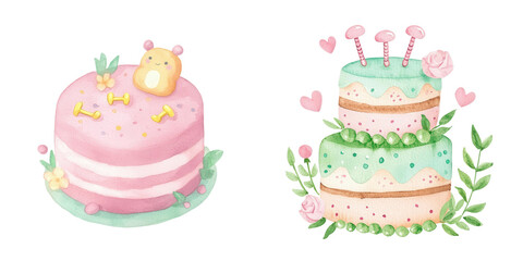 Colorful Cartoon Cakes with Cute Design and Whimsical Details