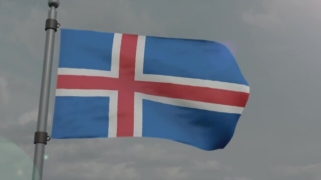 iceland country flag waving