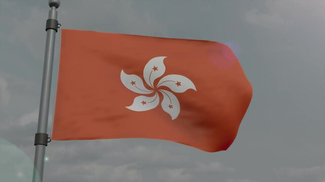 hongkong country flag waving