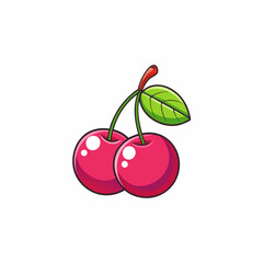 red chokecherry cartoon fruit vector