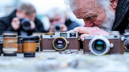 Vintage Camera Collectors  Antique Photography Enthusiasts at Flea Market