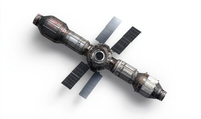 Space station orbiting Earth, space exploration and research