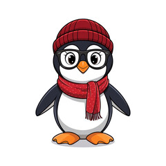 penguin in winter clothes png cut out