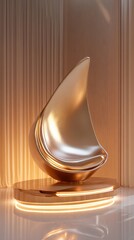 Modern gilded chair design art deco style in front of beige vertical blinds background elegant lighting