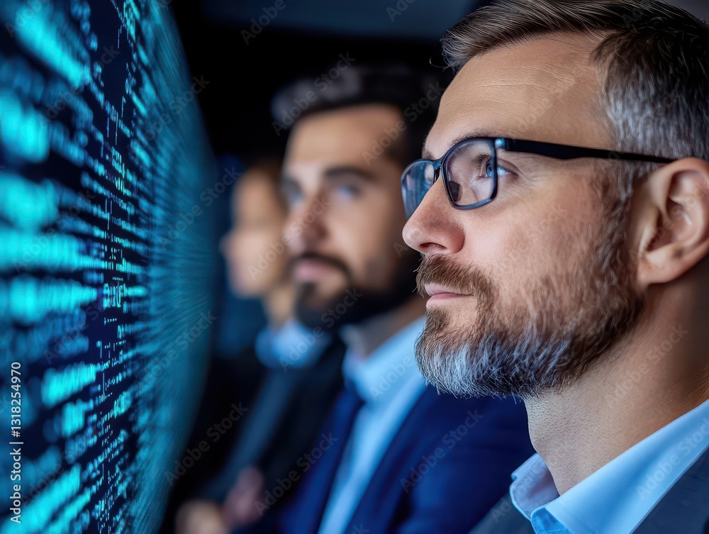 Aufkleber A group of cybersecurity experts collaborating on a secure network infrastructure, focusing on threat detection and prevention