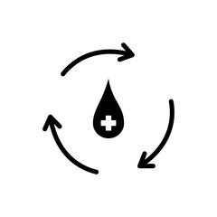 Drop of blood with arrows on transparent background.