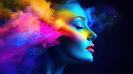 Obraz premium Colorful Abstract Portrait of a Woman