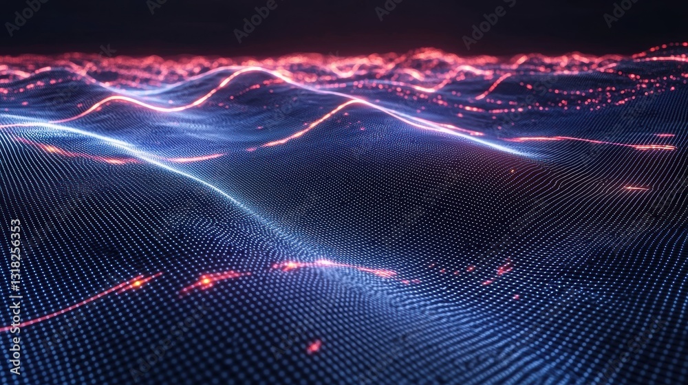 Fototapete Visualizing digital waves abstract data patterns in a futuristic environment