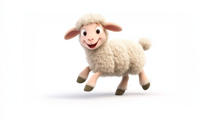 楽しそうに跳ねるかわいい羊のキャラクター