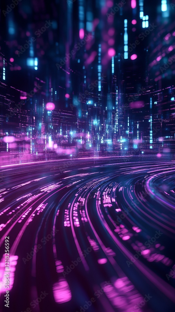 Wall mural a mesmerizing abstract digital background featuring colorful light trails and vibrant patterns. this