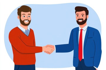 Obraz premium A happy young candidate man and HR manager handshaking in a job interview in office Business career