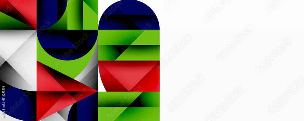 Aufkleber Modern abstract composition with layered circles and angular segments featuring gradients, transparency effects, and a structured geometric layout