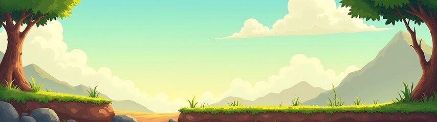 Obraz premium 2d platformer game level background grass sand asset