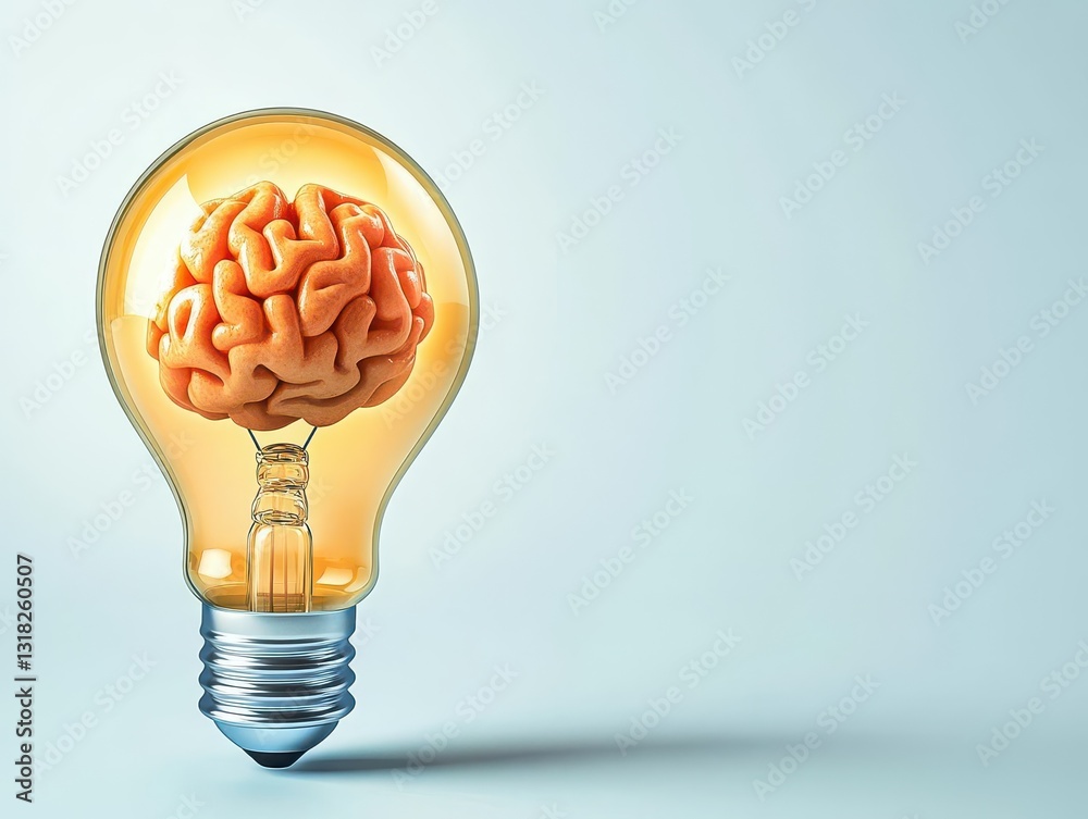 Aufkleber a light bulb with a brain inside, representing intelligence and creativity can be used to depict ide