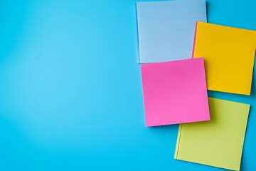Colorful Sticky Notes on a Blue Background