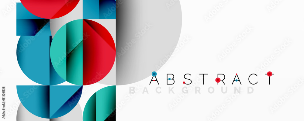 Aufkleber Modern abstract composition with layered circles and angular segments featuring gradients, transparency effects, and a structured geometric layout