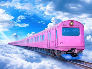 Fototapeta premium A magical train traveling through the clouds