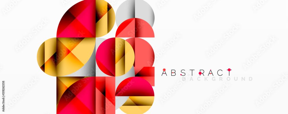 Aufkleber Abstract geometric design with intersecting circles, triangles, squares and sharp angles creating a layered composition with gradients, depth, and contrast
