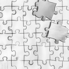 pencil sketch of simple jigsaw puzzle pattern with two pieces