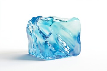 Fototapeta premium This artistic representation of a clear blue ice block features intricate swirls and smooth textures, showcasing its beauty and elegance in a minimalistic setting.