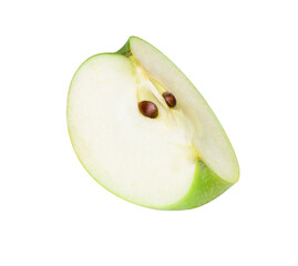 Green apple sliced isolated on white