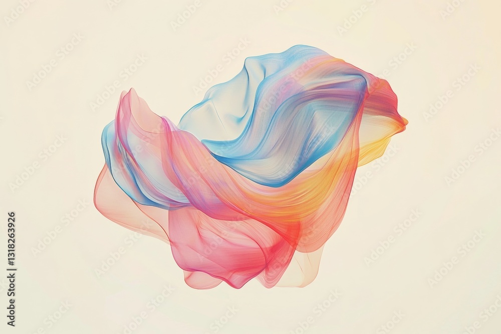 Sticker this colorful abstract artwork features flowing shapes in soft pastel tones, creating a sense of mot