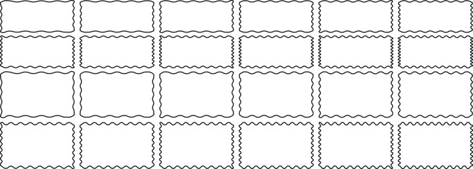 Rectangle shape frames with zigzag edge. Set of frames in shape of squares and rectangles zigzag smooth edges. Zigzag  Shapes for Stickers, Badges, Labels collection