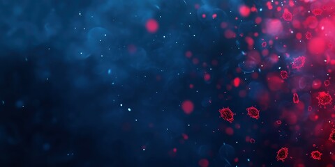 Abstract Microbial World: A mesmerizing abstract scene of a microbial world, featuring vibrant red and blue hues that dance in the darkness, creating a visual spectacle.
