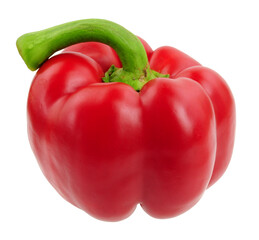 Fresh whole sweet red bell pepper isolated on a white background