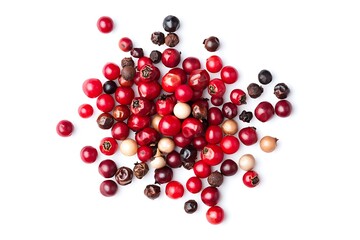 Red and black berries with lush green leaves