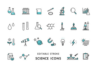 理科の授業や実験にまつわるアイコンセット