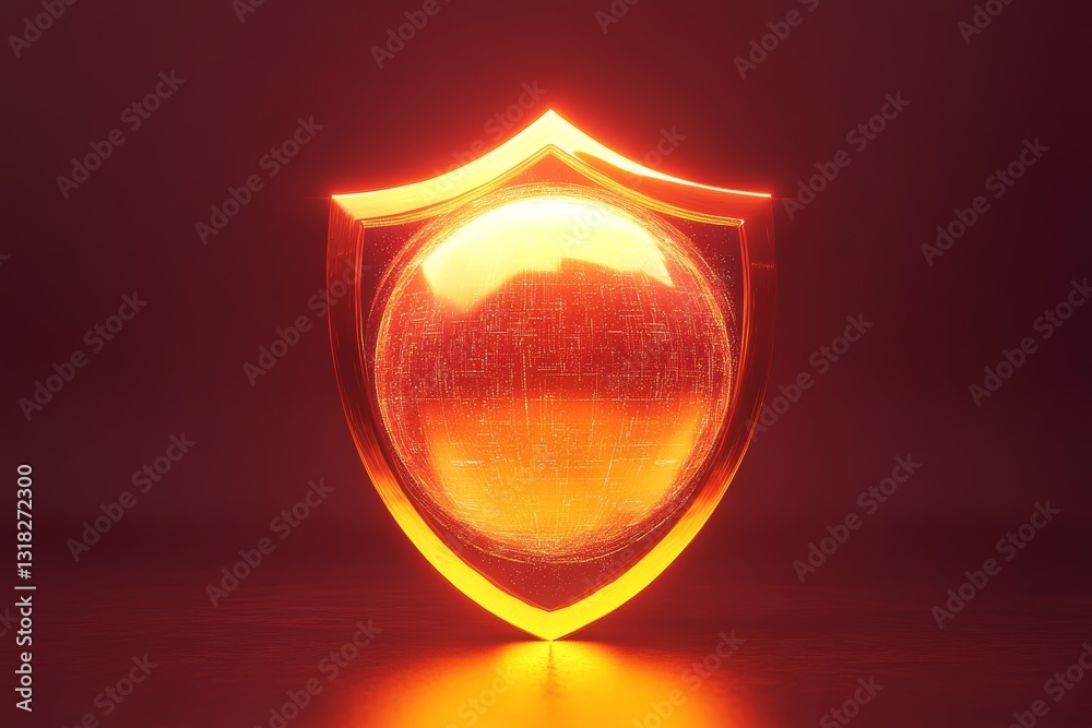 Canvas Prints this captivating image features a glowing shield with a textured surface, set against a radiant back