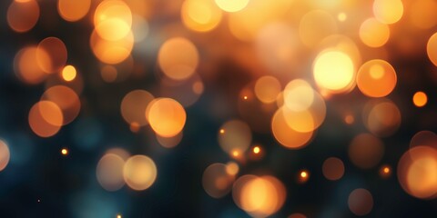 Obraz premium Blurred Golden Glow: An artistic bokeh background showcasing the mesmerizing golden light effects on a dark tone