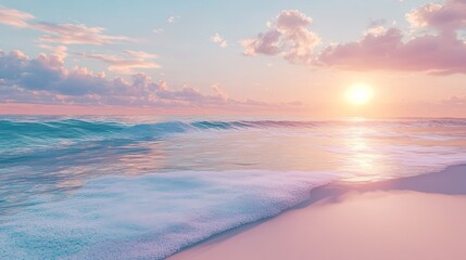 Fototapeta premium A serene beach scene promoting a vacation package digital