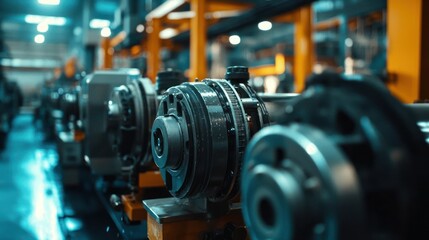 Fototapeta premium A close-up of high-pressure water pumps in a factory