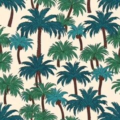 Tropical Palm Tree Paradise: A Seamless Pattern of Lush Greenery