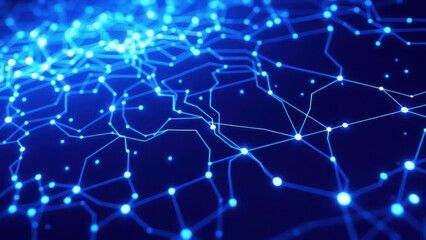 Obraz premium a close up of a blue network with many dots,