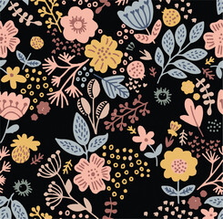 Floral seamless pattern with blossom flowers