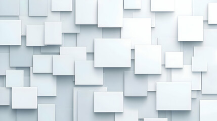 Obraz premium Abstract 3D Render of White Square Tiles Overlapping On Clean Background Creating Depth And Texture With Bright Lighting