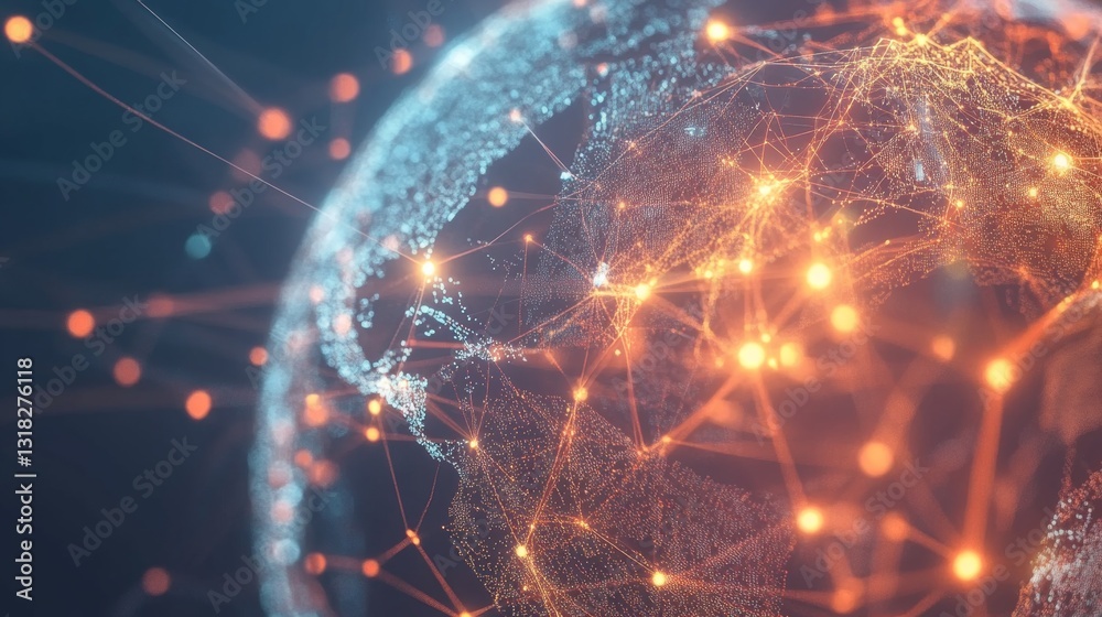 Poster Abstract Visualization of a Connected Globe with Data Points and Network Lines in Digital Space