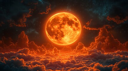 Obraz premium Moon rising through breaking clouds, creating dynamic sky scene